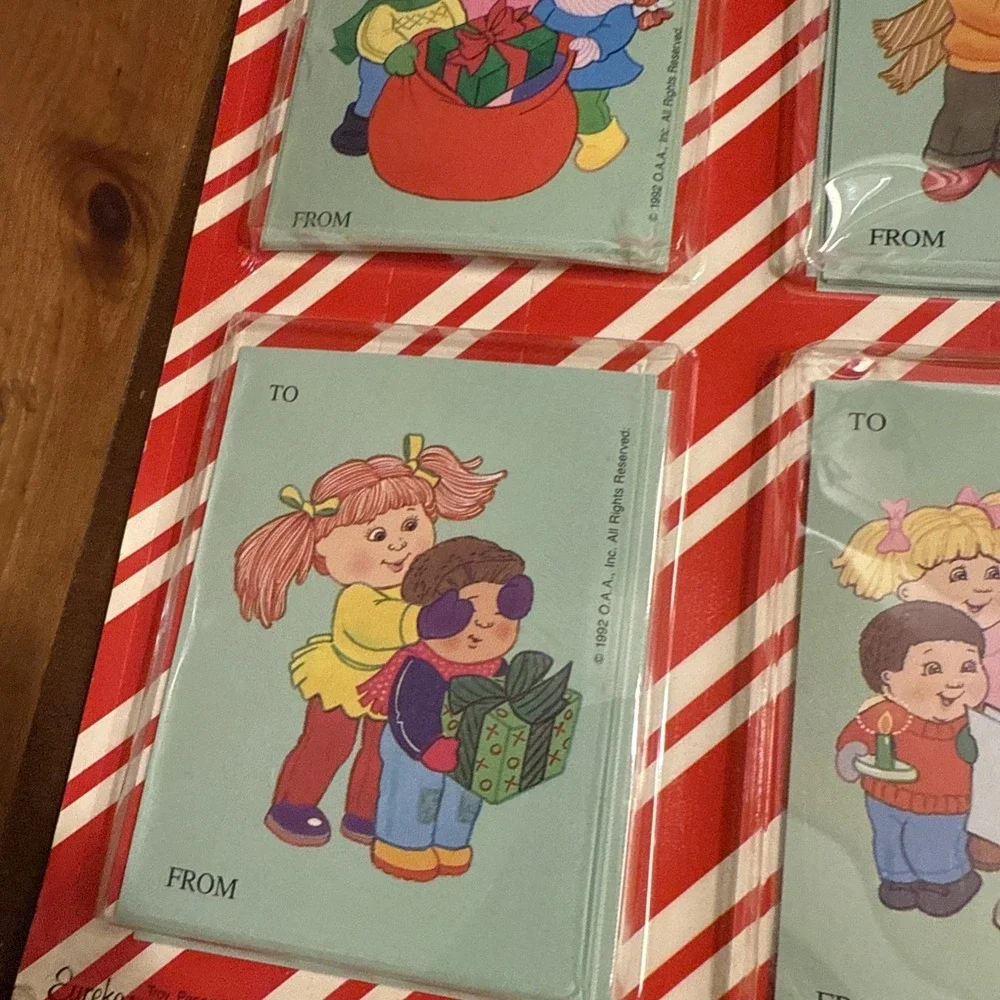 Vintage Cabbage Patch Kids Christmas Gift Tags Lot 2 Sealed 1992 Eureka Holiday
